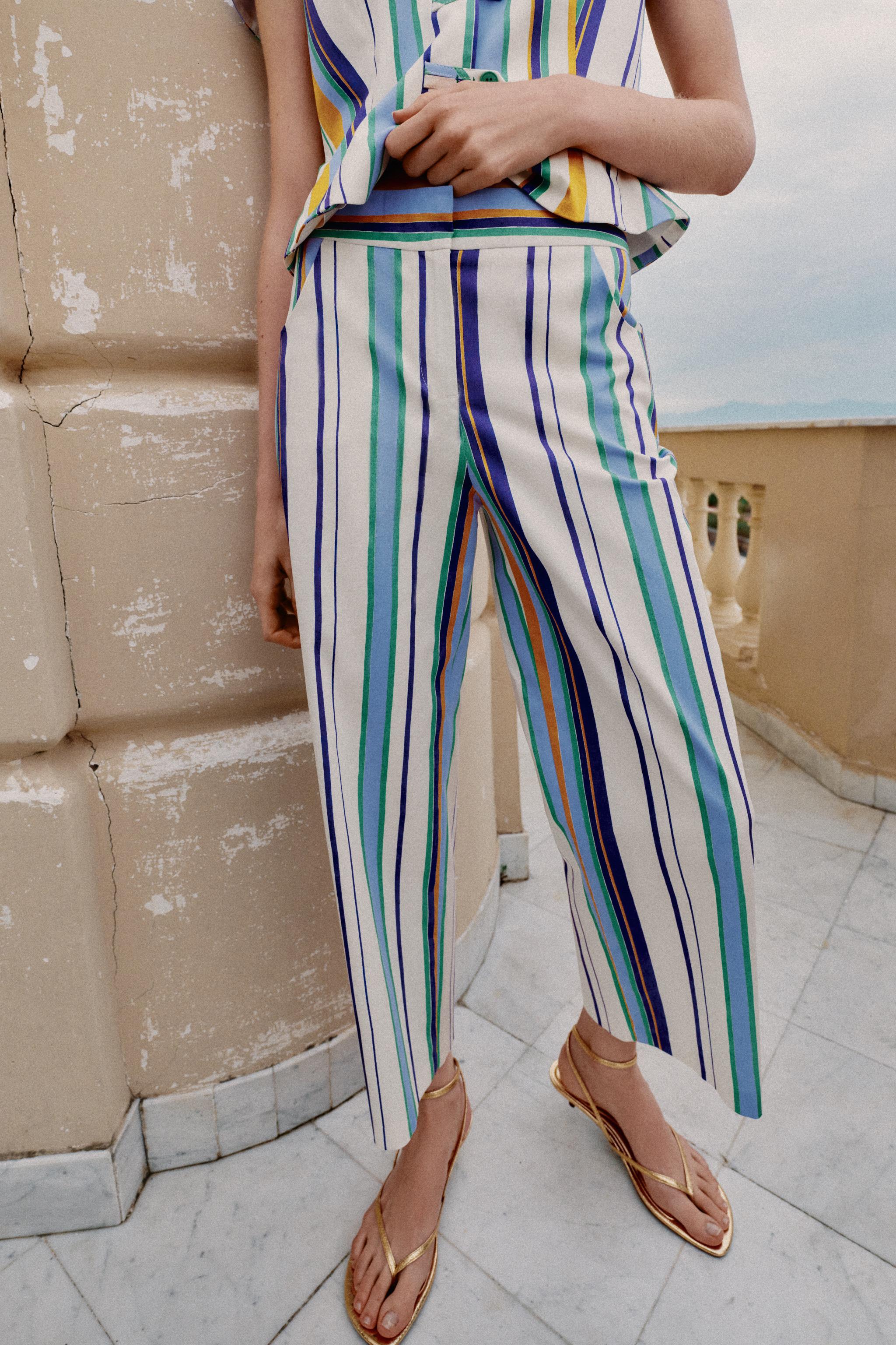 STRIPED STRAIGHT LEG PANTS